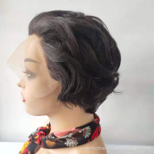Perruque Colored Pixie Cut Wig Human Hair Curly Bob Short Pixie Cut Lace Wig Bleached Knots Lace Frontal Pixie Curls Wig